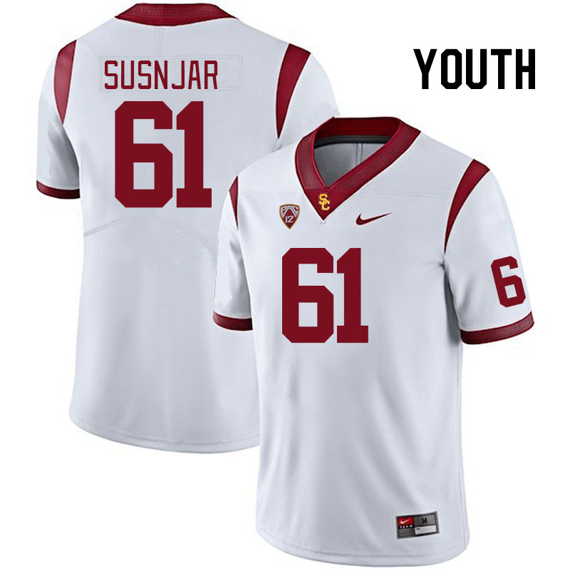 Youth #61 Jack Susnjar USC Trojans College Football Jerseys Stitched Sale-White